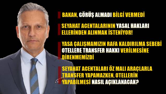 TÜRSAB Başkanı Bağlıkaya: Otellere transfer hakkı verilmesini kabul etmiyoruz